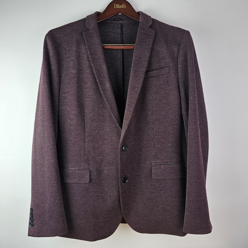 J‎ Ferrar Blazer Mens L42 / 44R Slim Fit Red Stretch Jersey Sport Coat Jacket